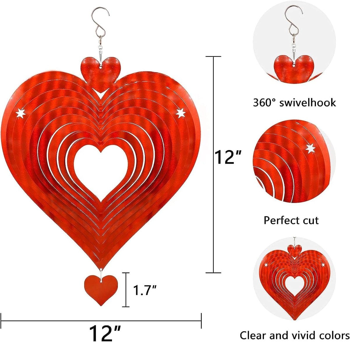 3D Hanging Wind Spinner for Outdoor Decorations- Heart Wind Spinner- #Royalkart#3d wall hanging