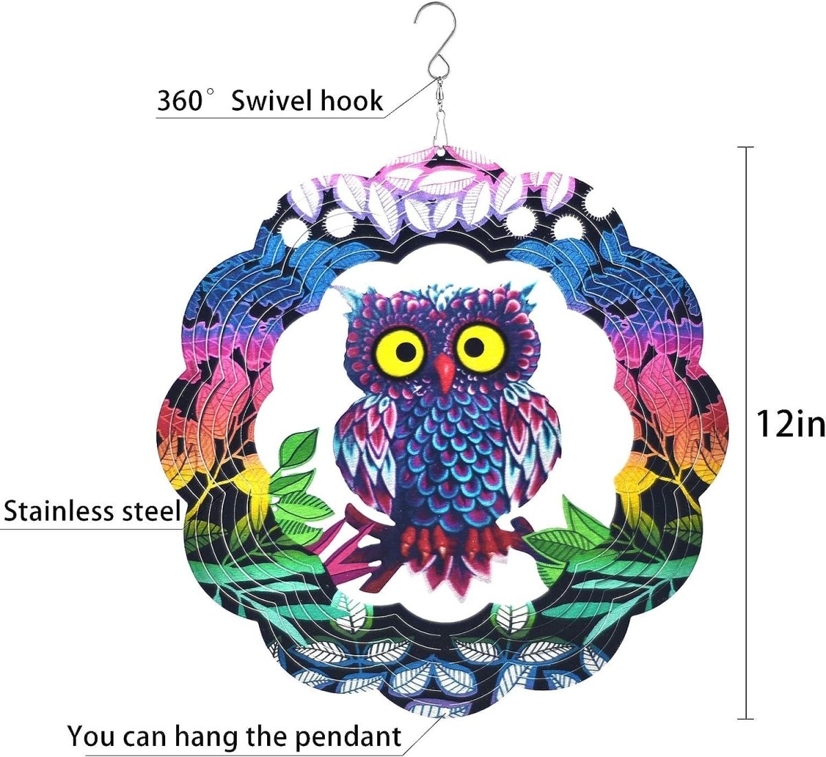 3D Hanging Wind Spinner for Outdoor Decorations- Owl Wind Spinner- #Royalkart#3d wall hanging