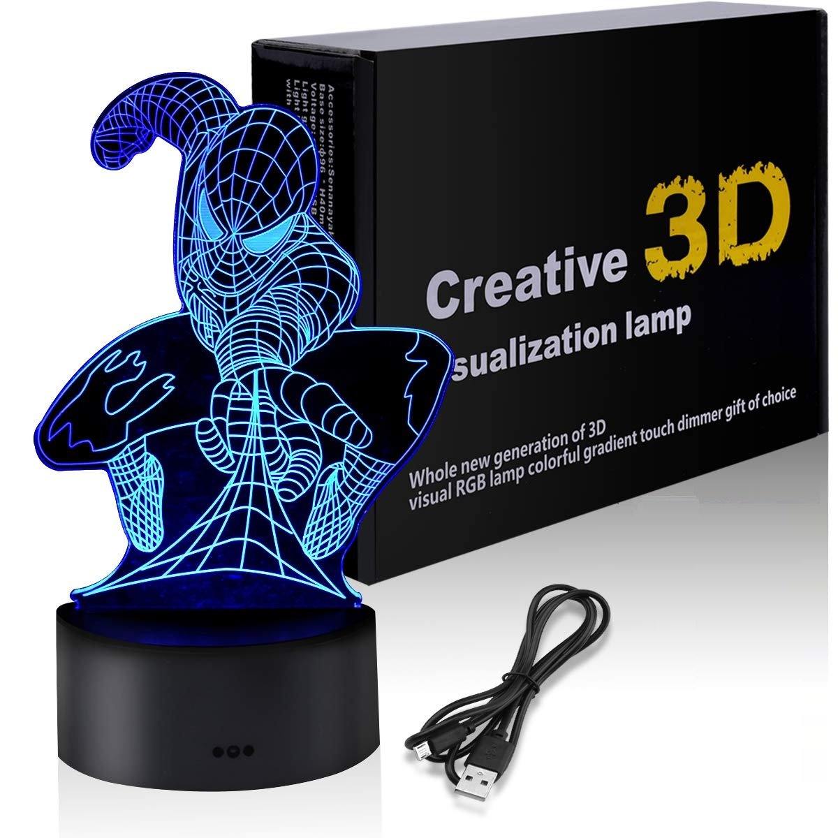 3D Illusion LED Spiderman Lamp 3D Illusion Led lamp- #Royalkart#3d illusion lamp