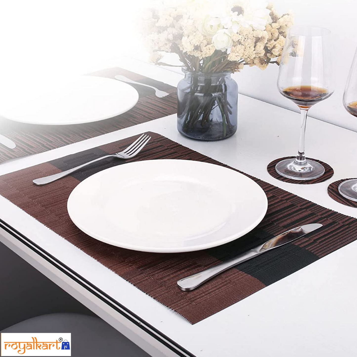 Coffee Black Dining Table Mats- Pack 6 Royalkart