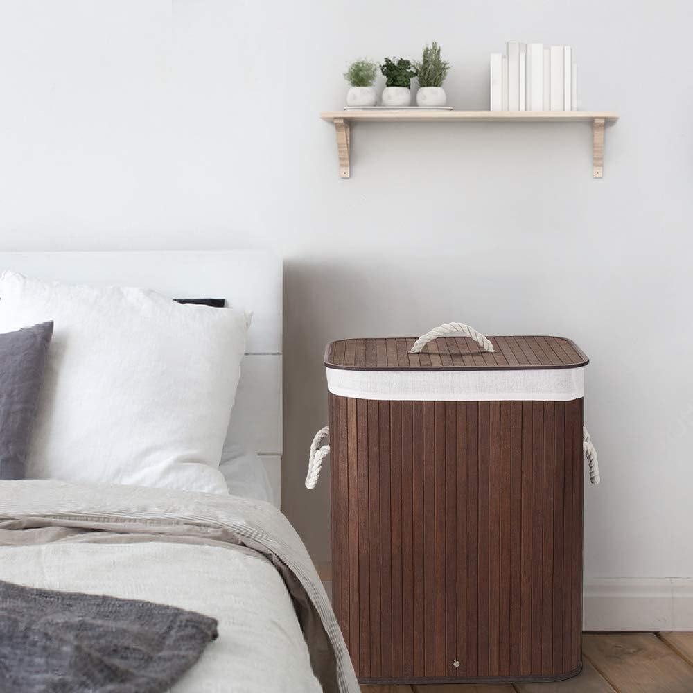 Bamboo Laundry Basket With Lid (40CM*30CM*60CM) Laundry Bag- #Royalkart#clothes basket