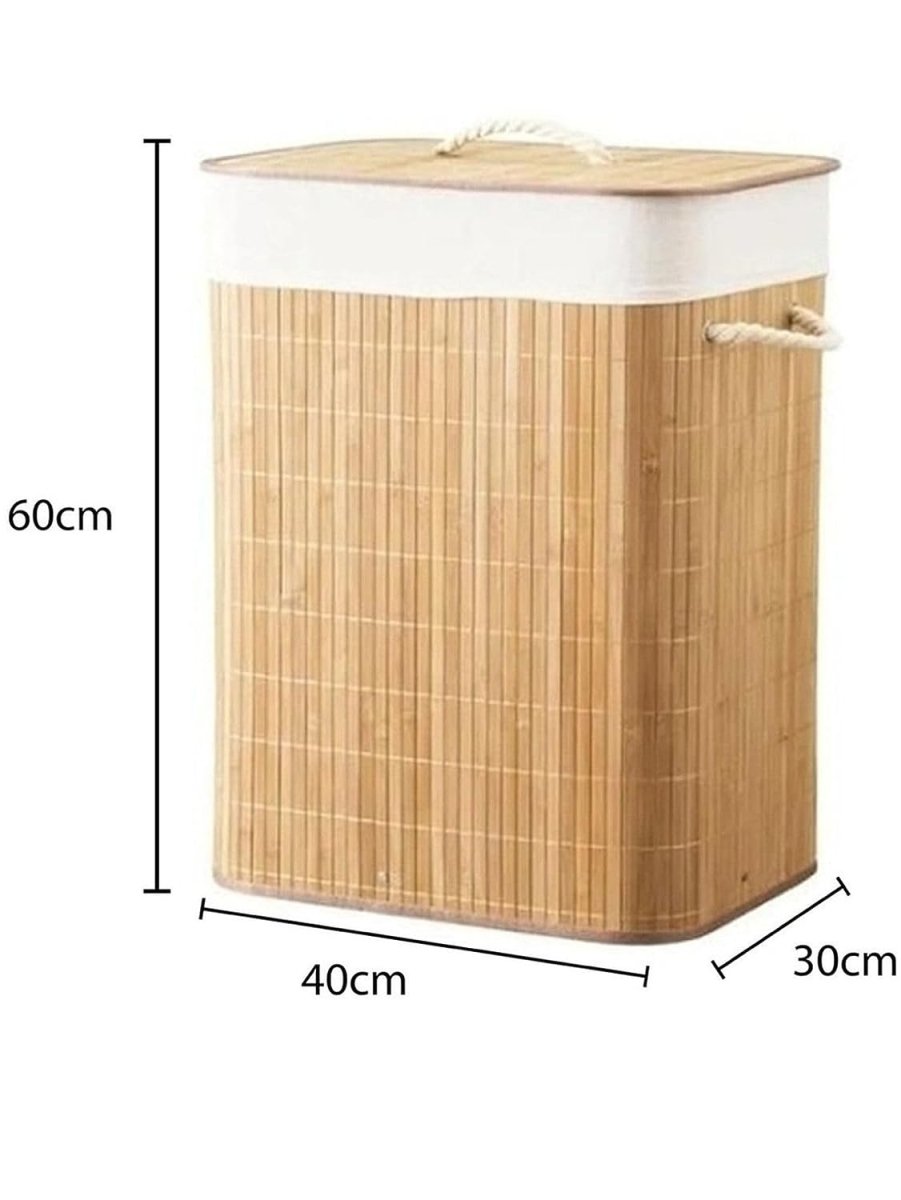 Bamboo Laundry Basket With Lid (40CM*30CM*60CM) Laundry Bag- #Royalkart#clothes basket