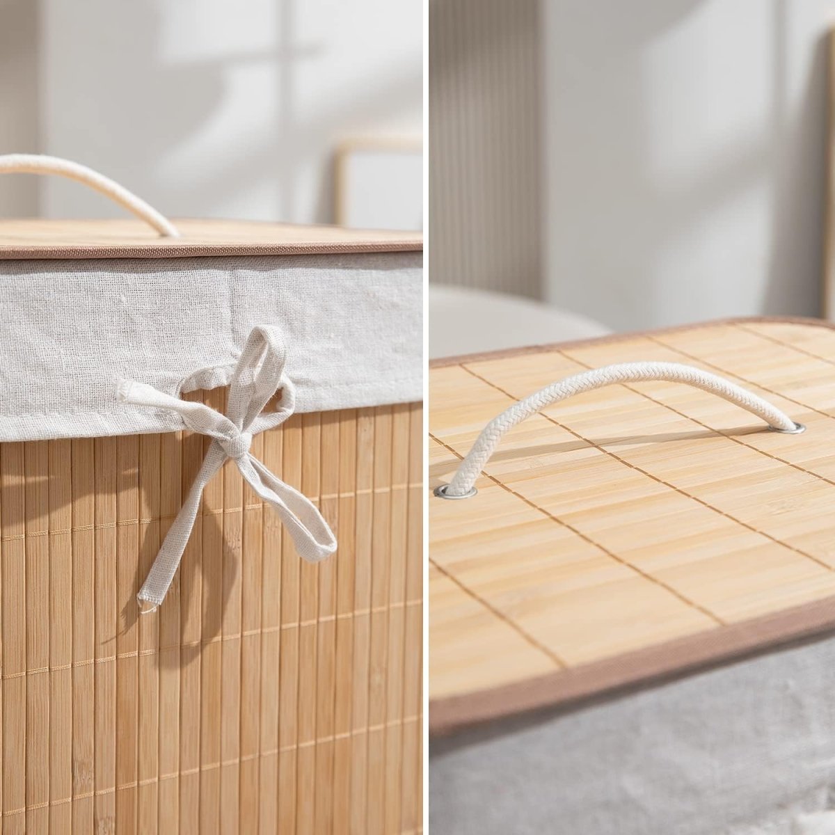 Bamboo Laundry Basket With Lid (40CM*30CM*60CM) Laundry Bag- #Royalkart#clothes basket
