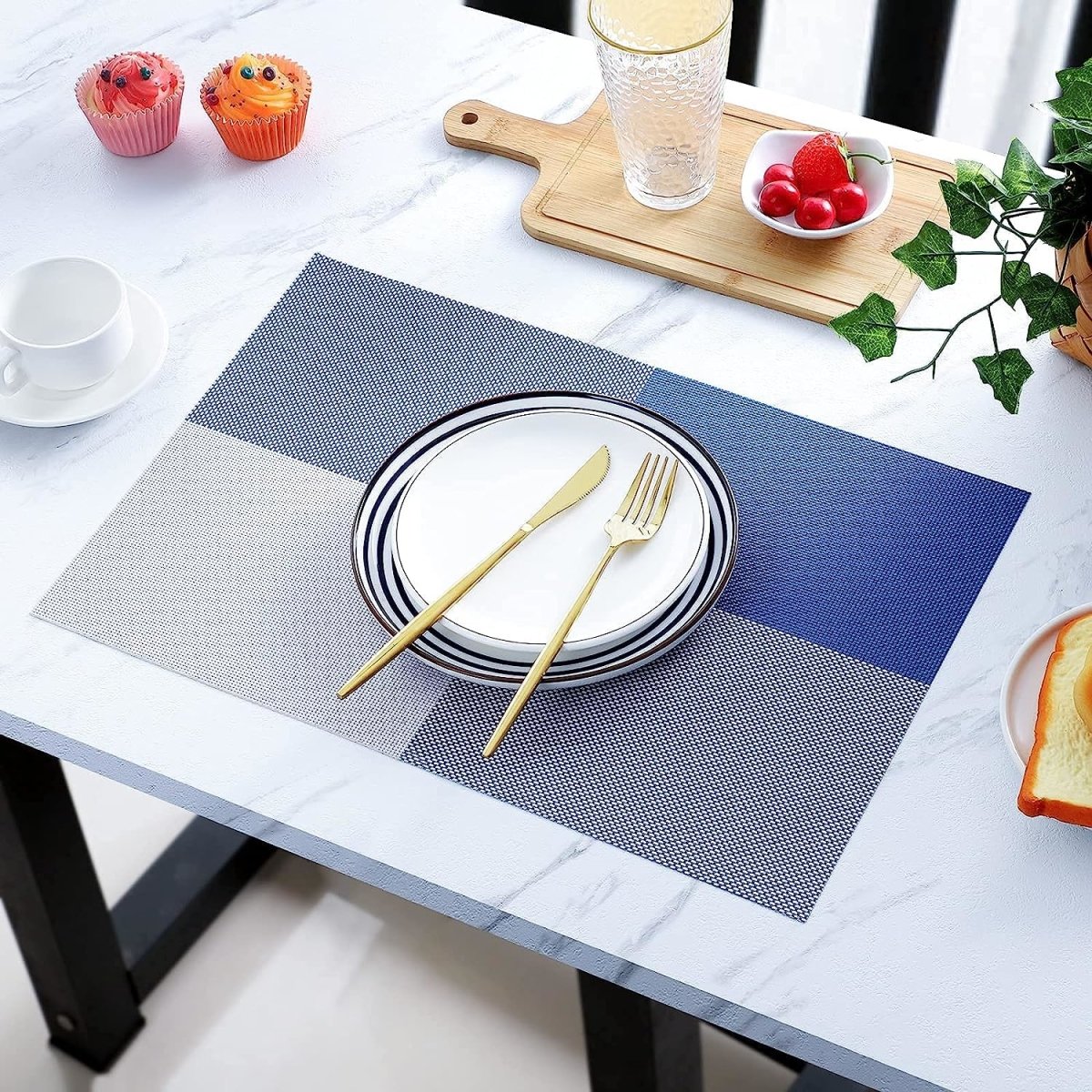 PVC Washable Mats for Dining Table - 45x30 cm Placemats, Set of 6 Dining Table Placemats- #Royalkart#best dining table placemats