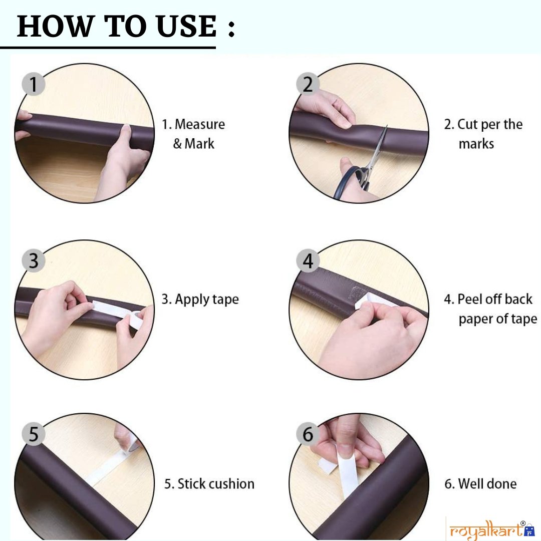 Child Safety Strip Cushion with Strong Fibre glass Tape for Baby Safety Child Proofing (Brown) Edge & Corner Guards- #Royalkart#baby safety