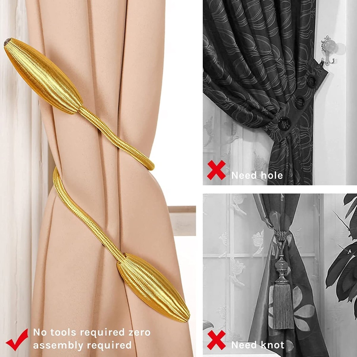 Curtain TieBacks With Random Modelling Design (Pack-2) Curtain Holder- #Royalkart#creative magnetic curtain