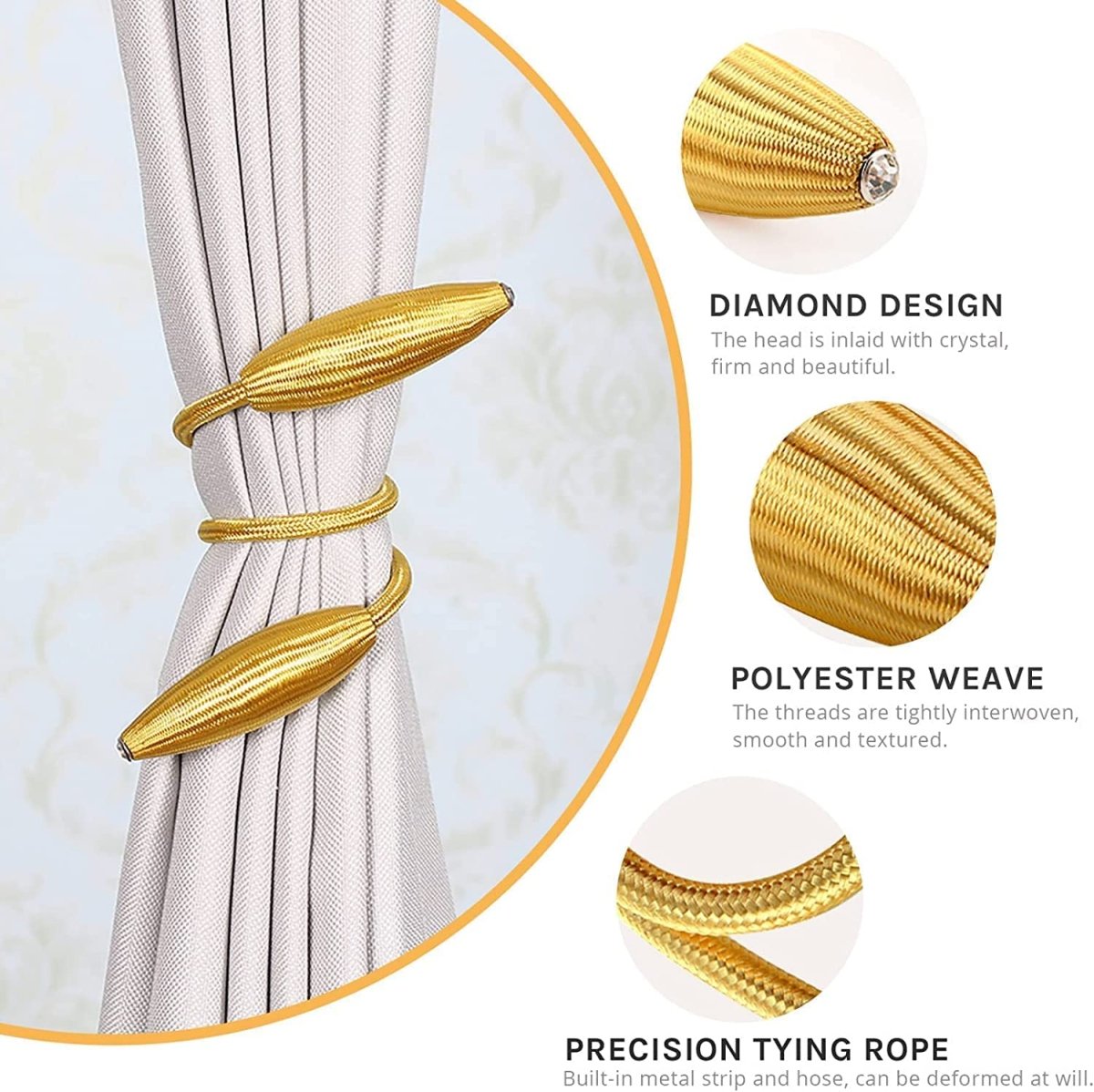 Curtain TieBacks With Random Modelling Design (Pack-2) Curtain Holder- #Royalkart#creative magnetic curtain