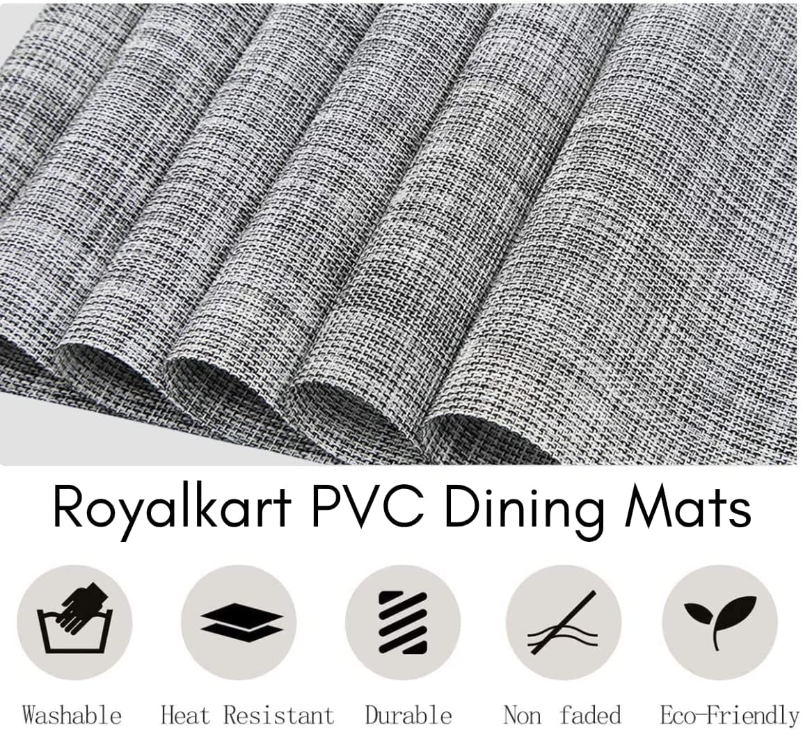 Dim Grey 6 Dining Table Mats with 1 Runner Dining Table Mats With Runner- #Royalkart#best dining table placemats
