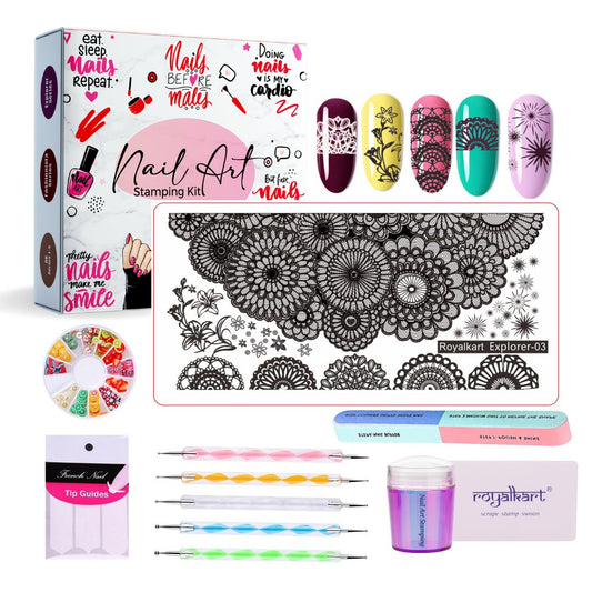 DIY Nail Art Kits | Nail Art Stamping Kit For Women | Explorer-03 Nail Art Combo- #Royalkart#boho