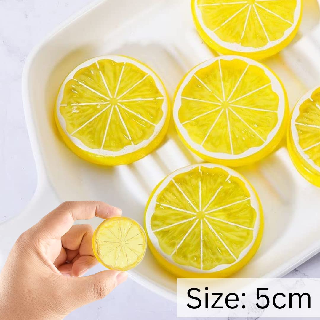 20pcs Mini Fruit Fake Lemon Slices| Artificial Plastic Fruit Model | Photography Props Basket Display photography props- #Royalkart#colour props