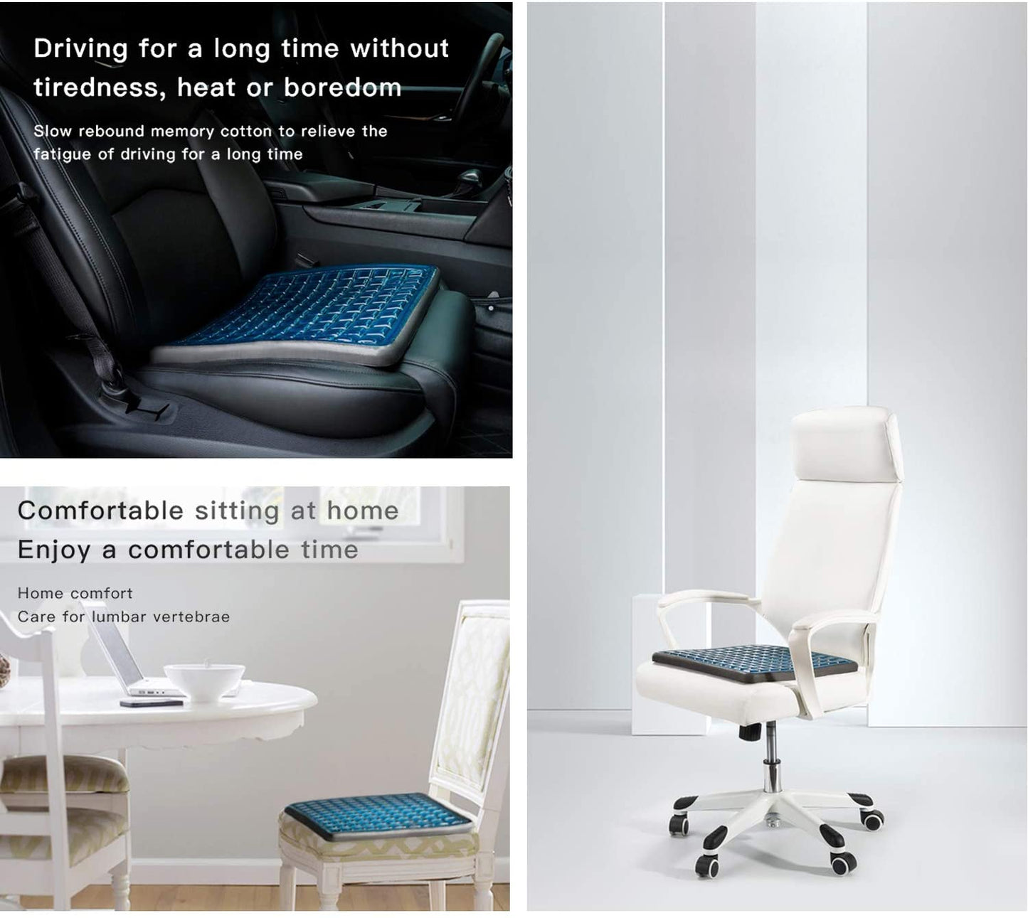 Gel seat cushion for car office