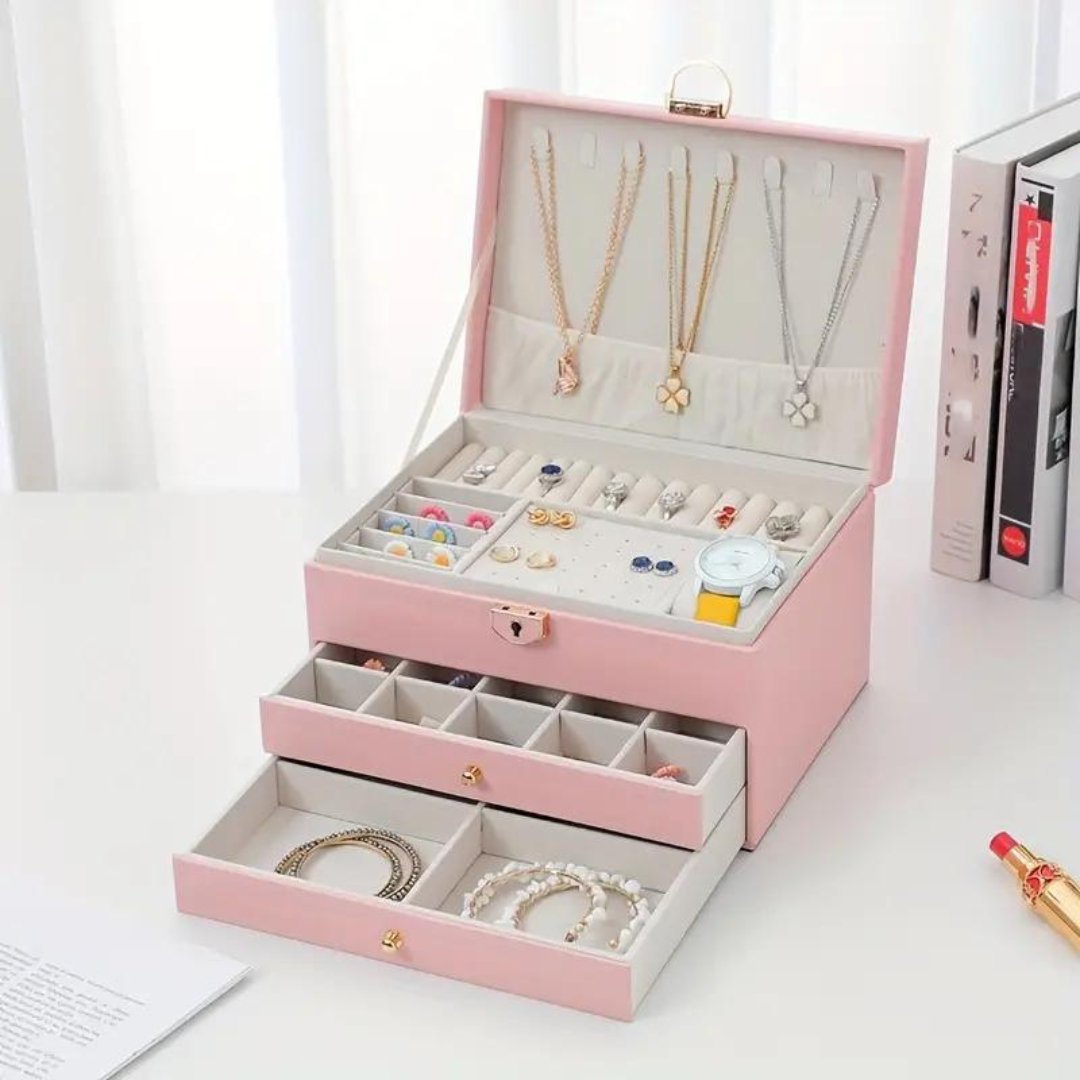 Jewelry Storage Organizer For Women & Girls Jewellery Box Pink