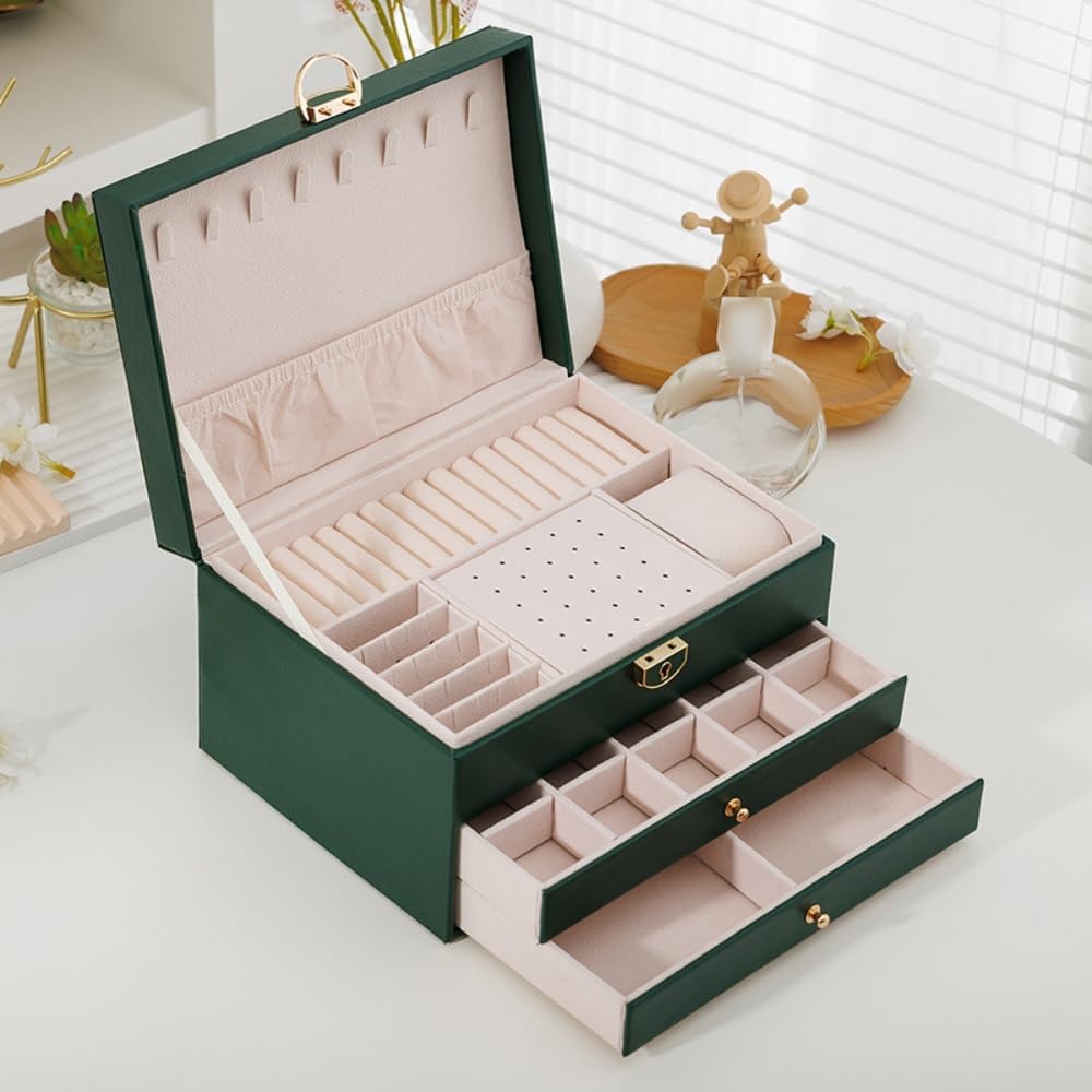 Jewelry Storage Organizer For Women & Girls Jewellery Box Green