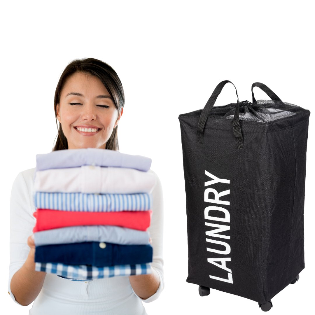 Large Rolling Laundry Basket with Wheels Laundry Bag- #Royalkart#clothes basket