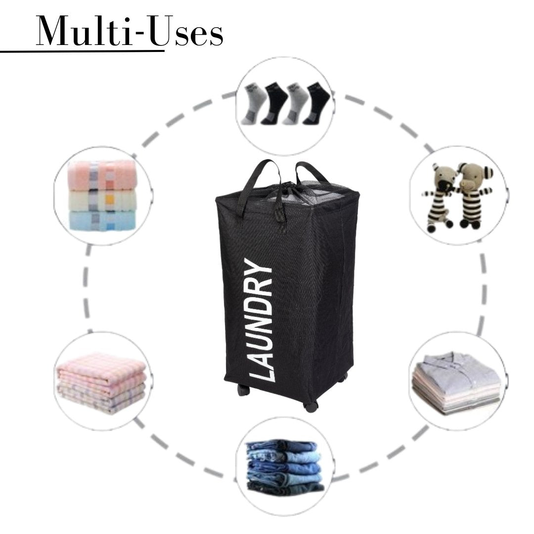Large Rolling Laundry Basket with Wheels Laundry Bag- #Royalkart#clothes basket