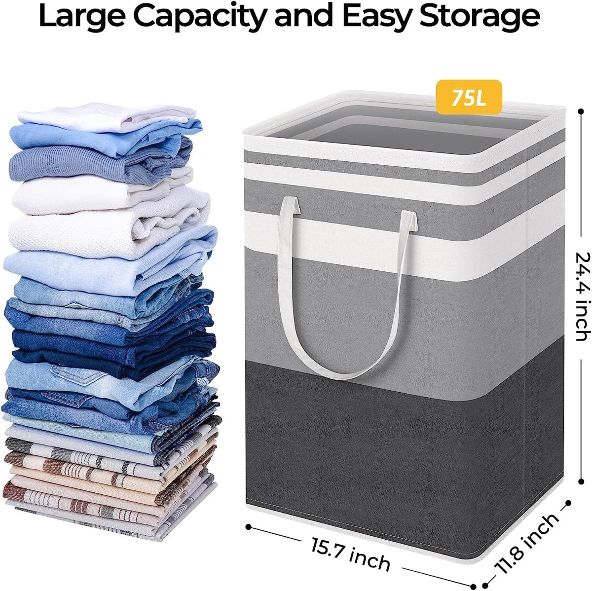 Laundry Bag with Extended Handles for Clothes Toys Room Organization Laundry Bag- #Royalkart#blue stripes bag