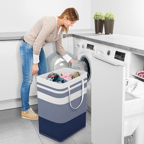 Laundry Bag with Extended Handles for Clothes Toys Room Organization Laundry Bag- #Royalkart#blue stripes bag