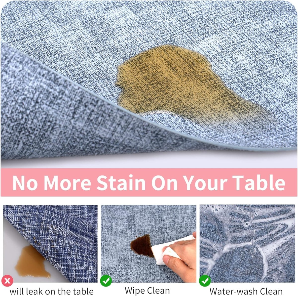 Textured Leather Placemats Set of 6 - Waterproof - Wipe Clean Dining Table Mats, 45cmx30cm Dining Table Placemats- #Royalkart#kitchen mats