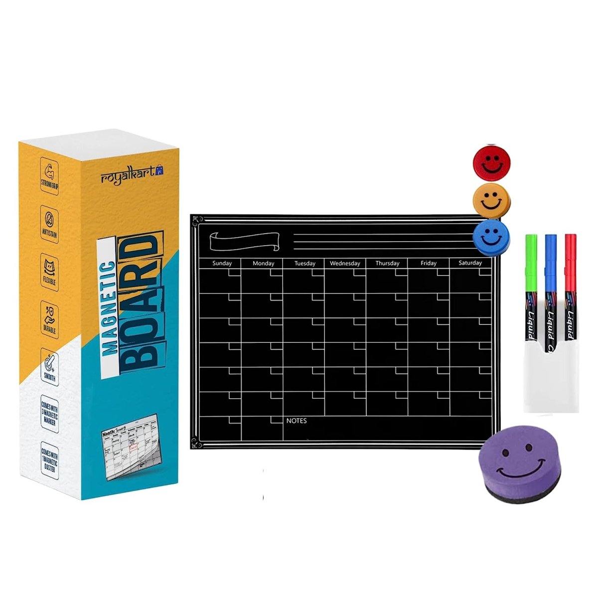 Magnetic Monthly Planner Board with 3 Marker pen Duster Set Magnetic Board- #Royalkart#magnetic monthly planner