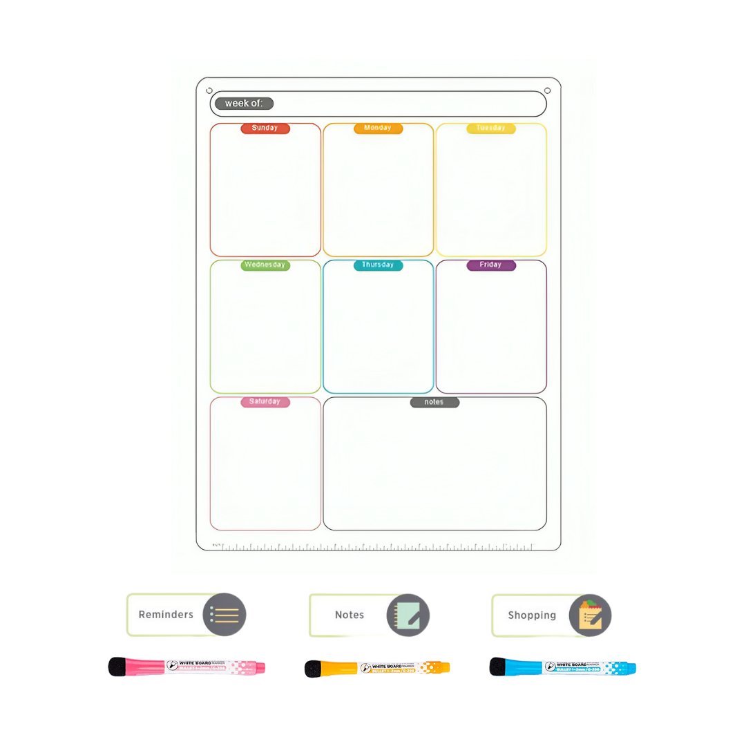 Magnetic Weekly Calendar Planner with 3 Marker pen Duster Set Magnetic Board- #Royalkart#Magnetic planner