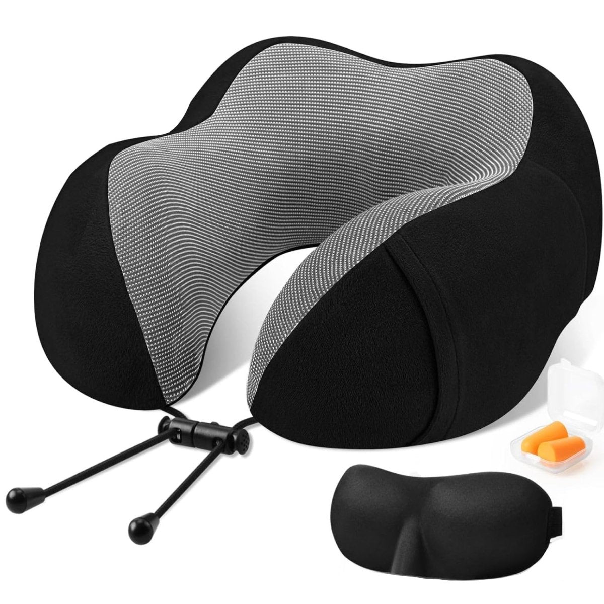 memory foam travel neck pillow black