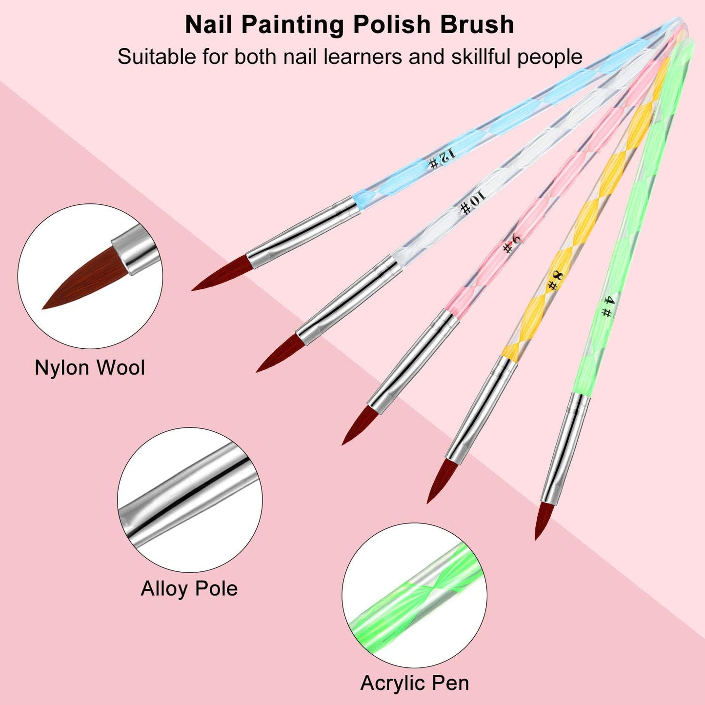 Nail Art Brush Kit With Dotting Tool Set (Pack 10) Nail Tools- #Royalkart#dotting tool kit