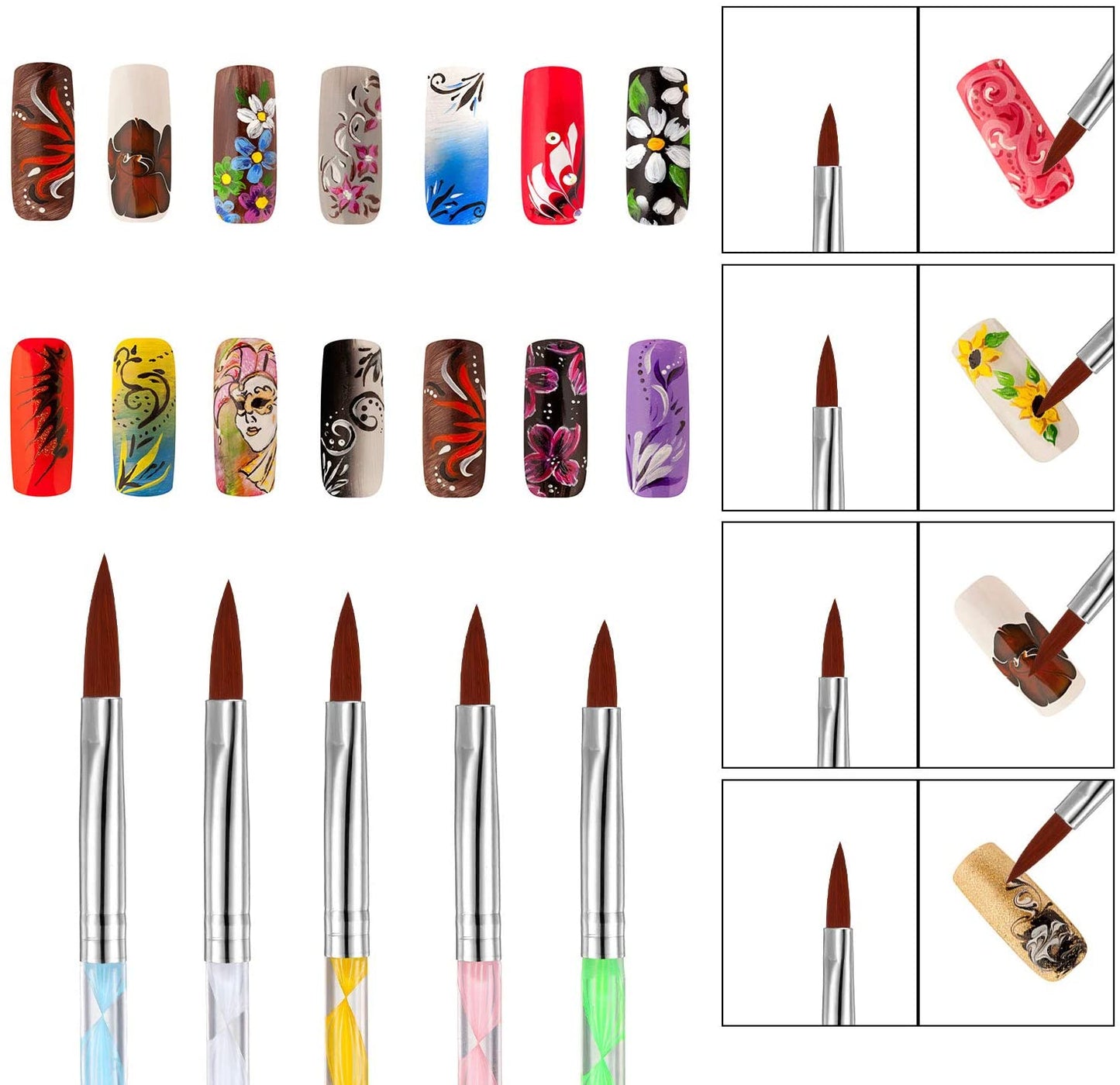 Nail Art Brush Kit With Dotting Tool Set (Pack 10) Nail Tools- #Royalkart#dotting tool kit
