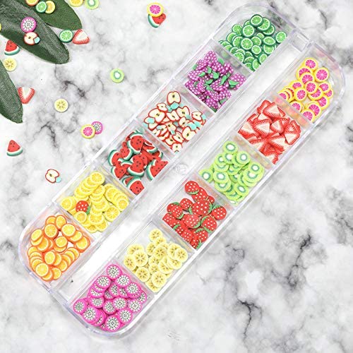 Nail Art Clay | FIMOCLAY Slices 1 Box Colorful Fimos fruits 12 designs Nail Decals Nail Tools- #Royalkart#fimo clay nail art