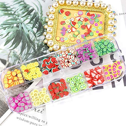 Nail Art Clay | FIMOCLAY Slices 1 Box Colorful Fimos fruits 12 designs Nail Decals Nail Tools- #Royalkart#fimo clay nail art