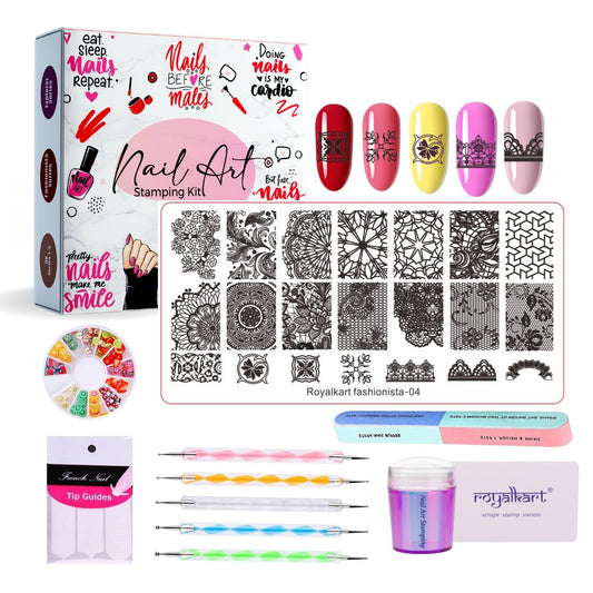 Nail Art Combo kit with Nail art Tools - (Fashionista- 04) Stamping Design Nail art Plate Nail Art Combo- #Royalkart#art