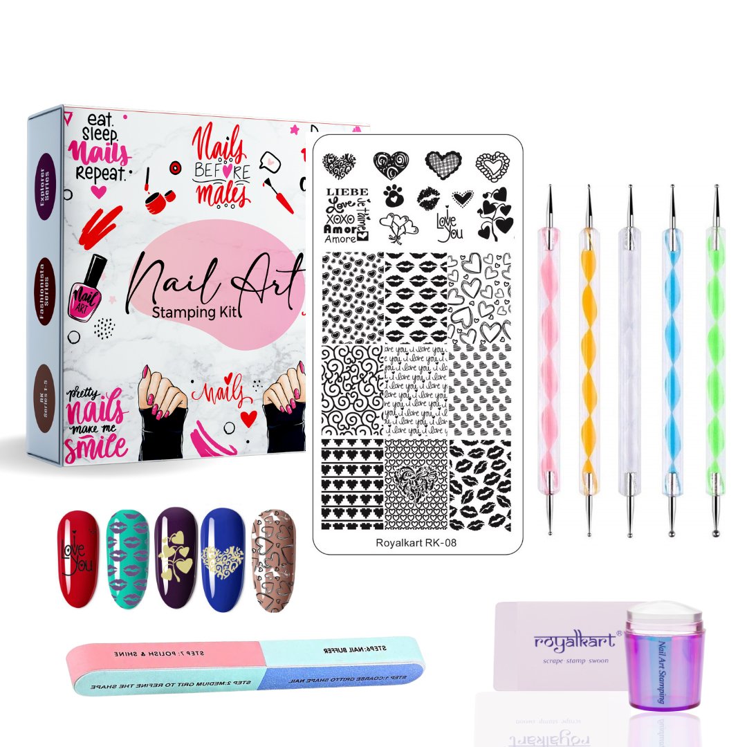 Nail Art Stamping Kit RK-08 Nail Art Combo- #Royalkart#Heart