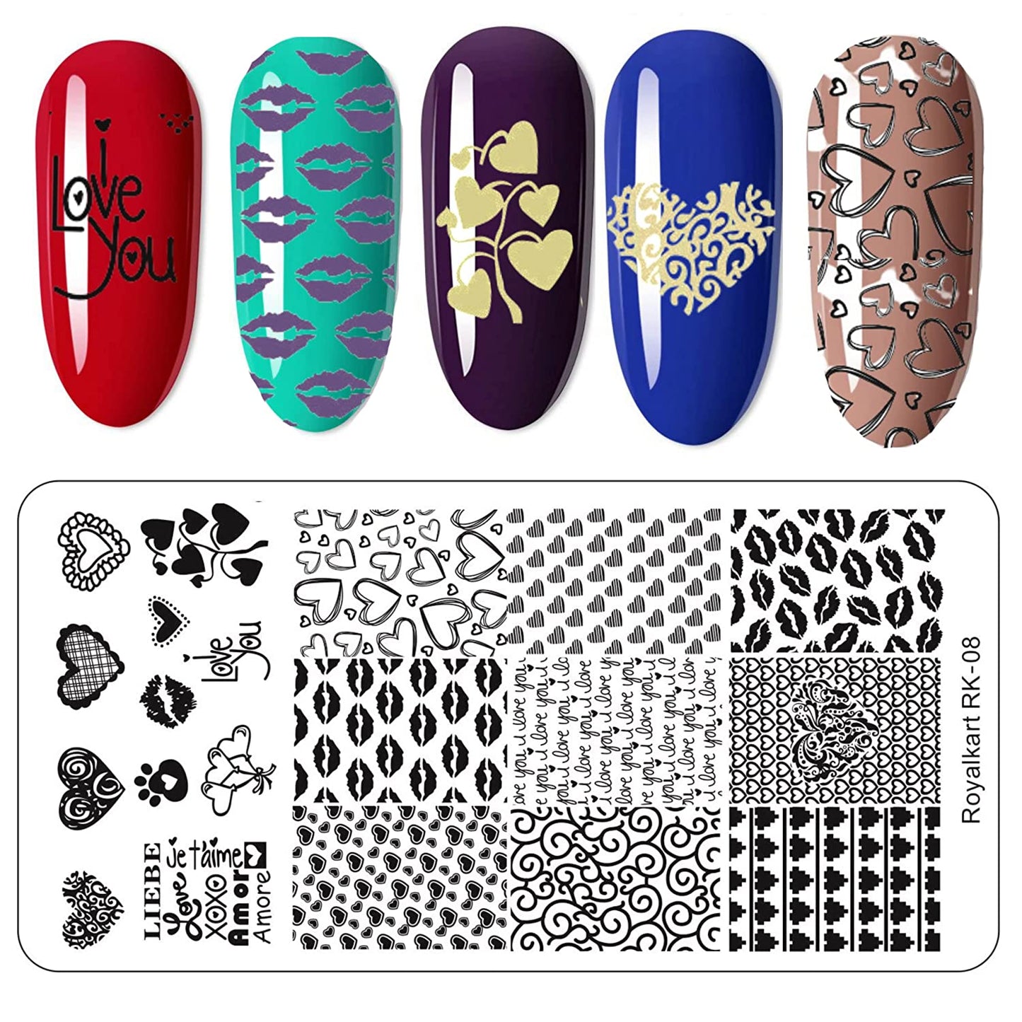 Nail Art Stamping Kit RK-08 Nail Art Combo- #Royalkart#Heart