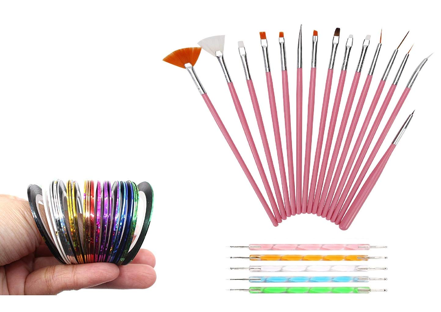 Nail Art Tools With 15 Brush Set Nail Art- #Royalkart#nail art combo kit