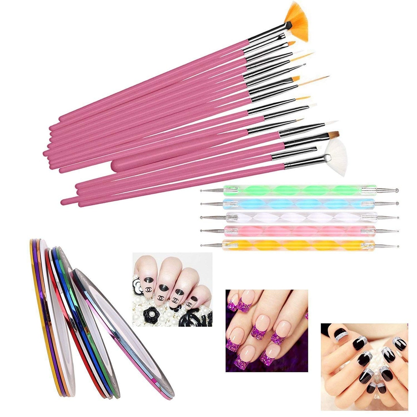 Nail Art Tools With 15 Brush Set Nail Art- #Royalkart#nail art combo kit