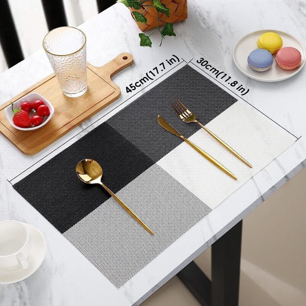 PVC Washable Mats for Dining Table - 45x30 cm Placemats, Set of 6 Dining Table Placemats- #Royalkart#best dining table placemats
