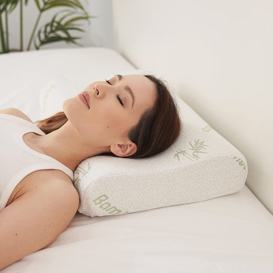 Bamboo Contour Pillow Memory Foam Pillow for Neck and Shoulder Pain Neck Pillows- #Royalkart#Bamboo Contour Pillow