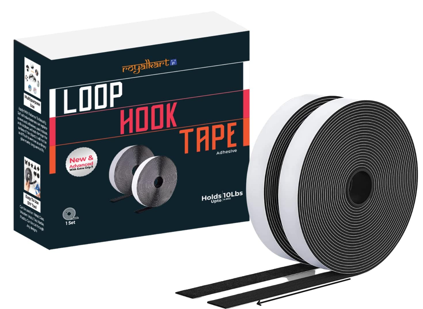 Self Adhesive Hook and Loop Tape (Black). - Royalkart - The Urban