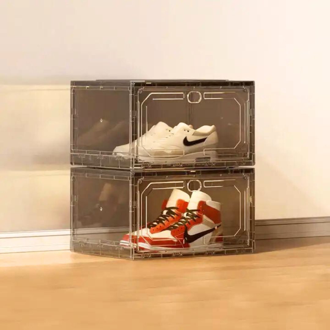 Shoe Crates for Sneakers Magnetic Closer Clear Plastic Stackable Shoe crates Shoe Organizers- #Royalkart#crates