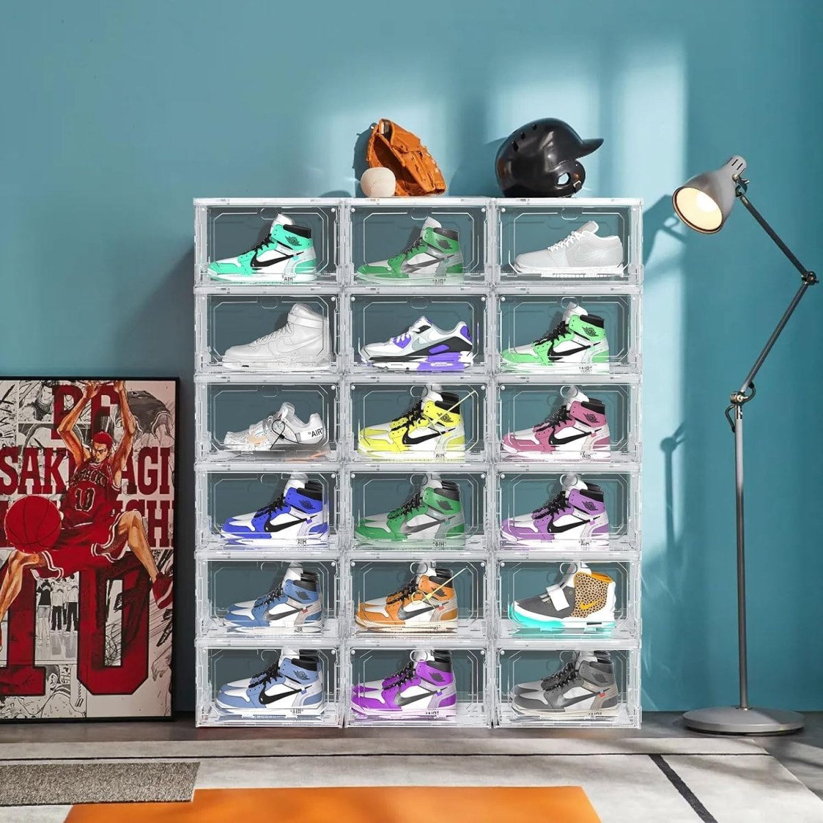 Shoe Crates for Sneakers Magnetic Closer Clear Plastic Stackable Shoe crates Shoe Organizers- #Royalkart#crates