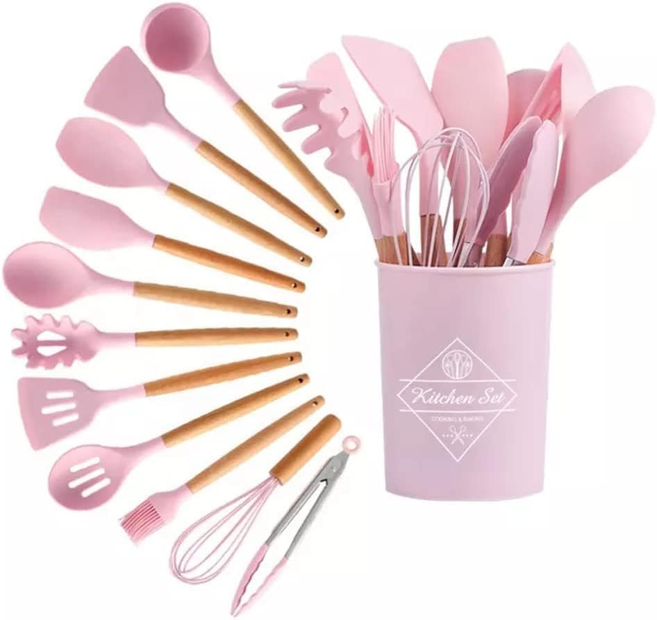 Silicone Kitchen Spatula |Utensils Spoon Set Cooking (Mint Green, Black, Pink) - #Royalkart#Cooking tools