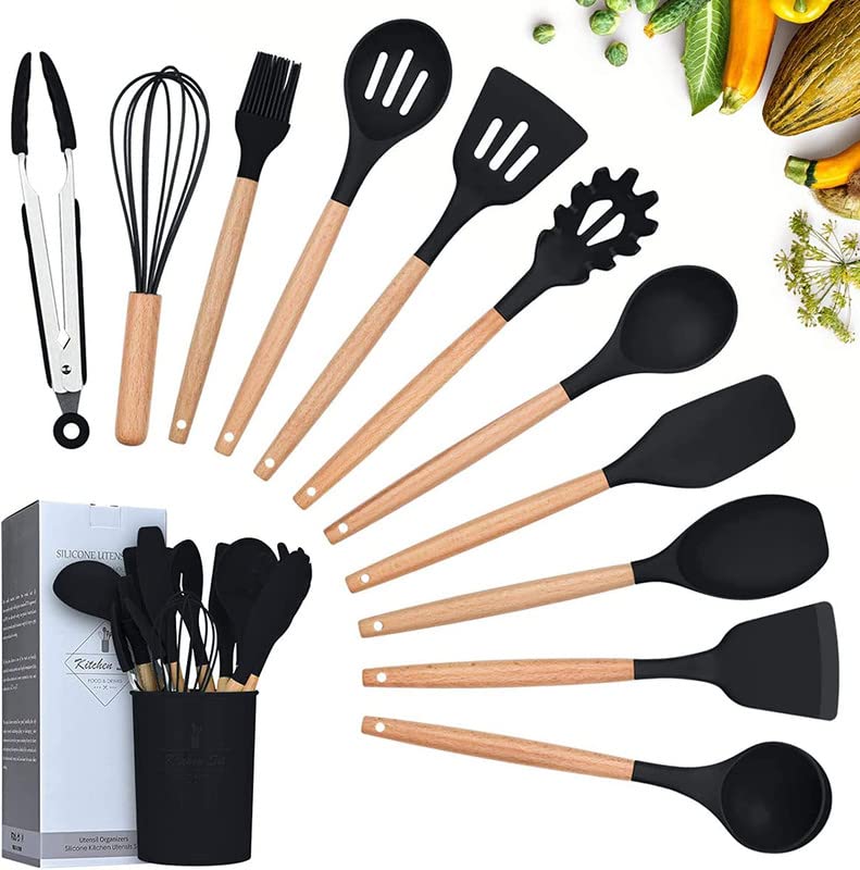 Silicone Kitchen Spatula |Utensils Spoon Set Cooking (Mint Green, Black, Pink) - #Royalkart#Cooking tools