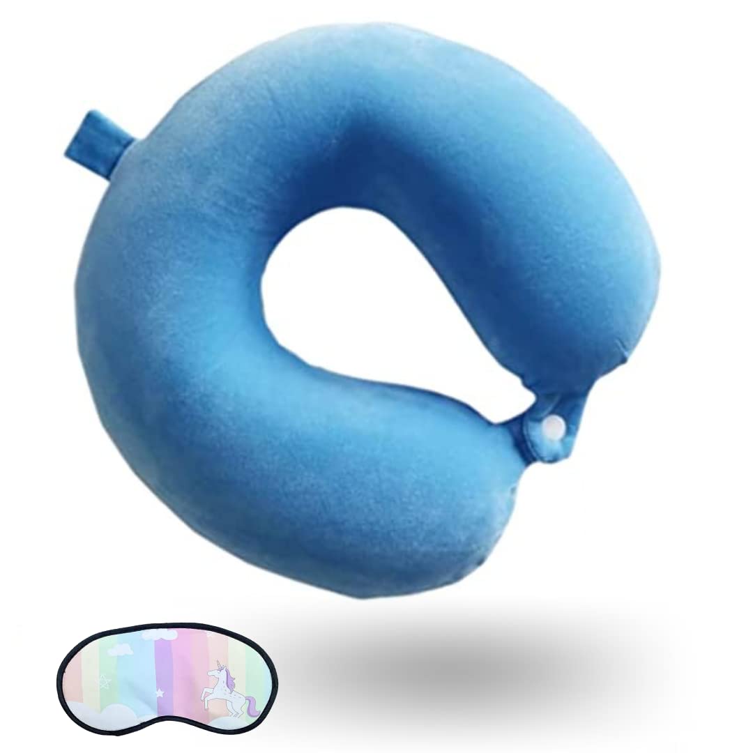 memory foam travel pillow blue