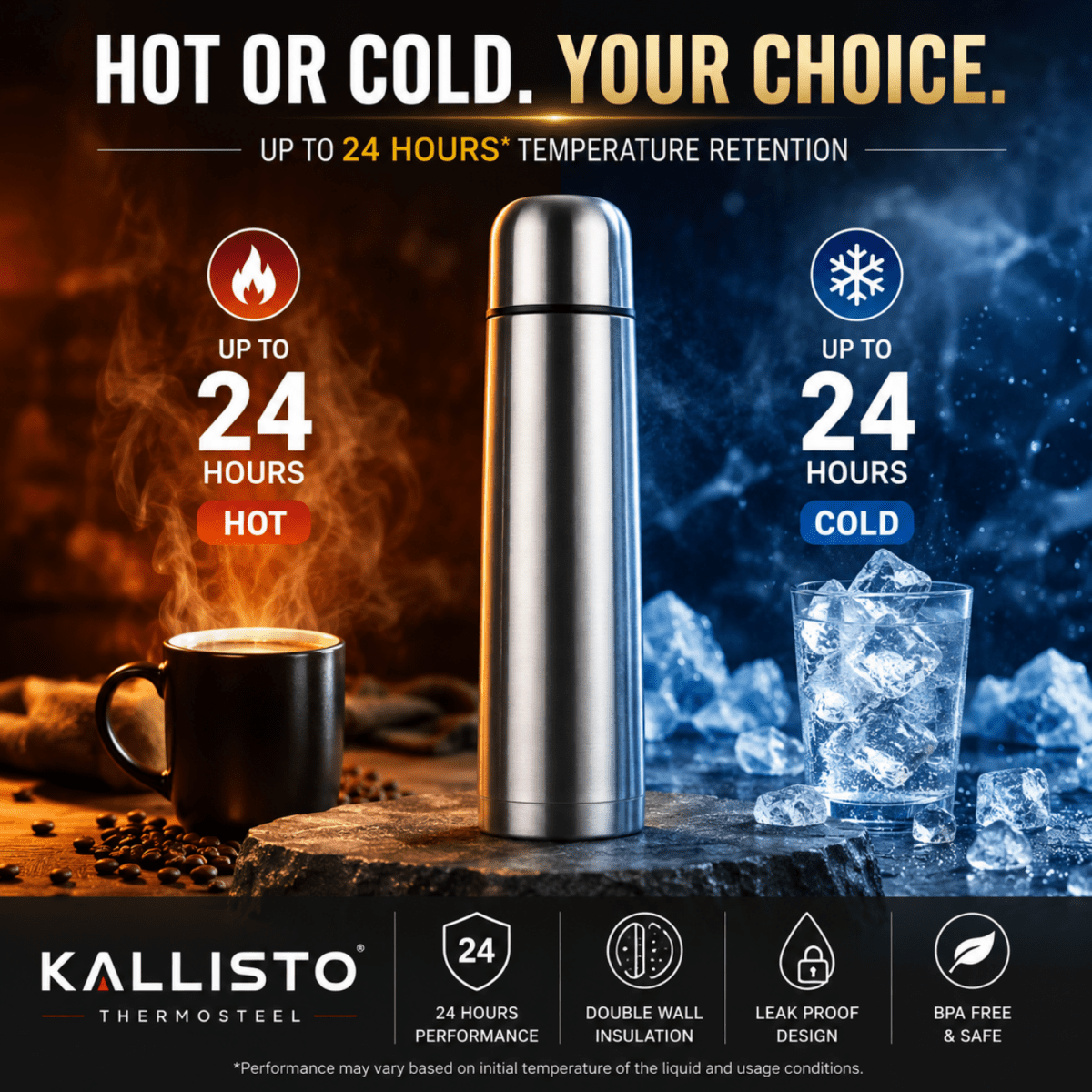 1 Litre Premium Thermosteel Vacuum Flask. Flask- #Royalkart#Kitchen