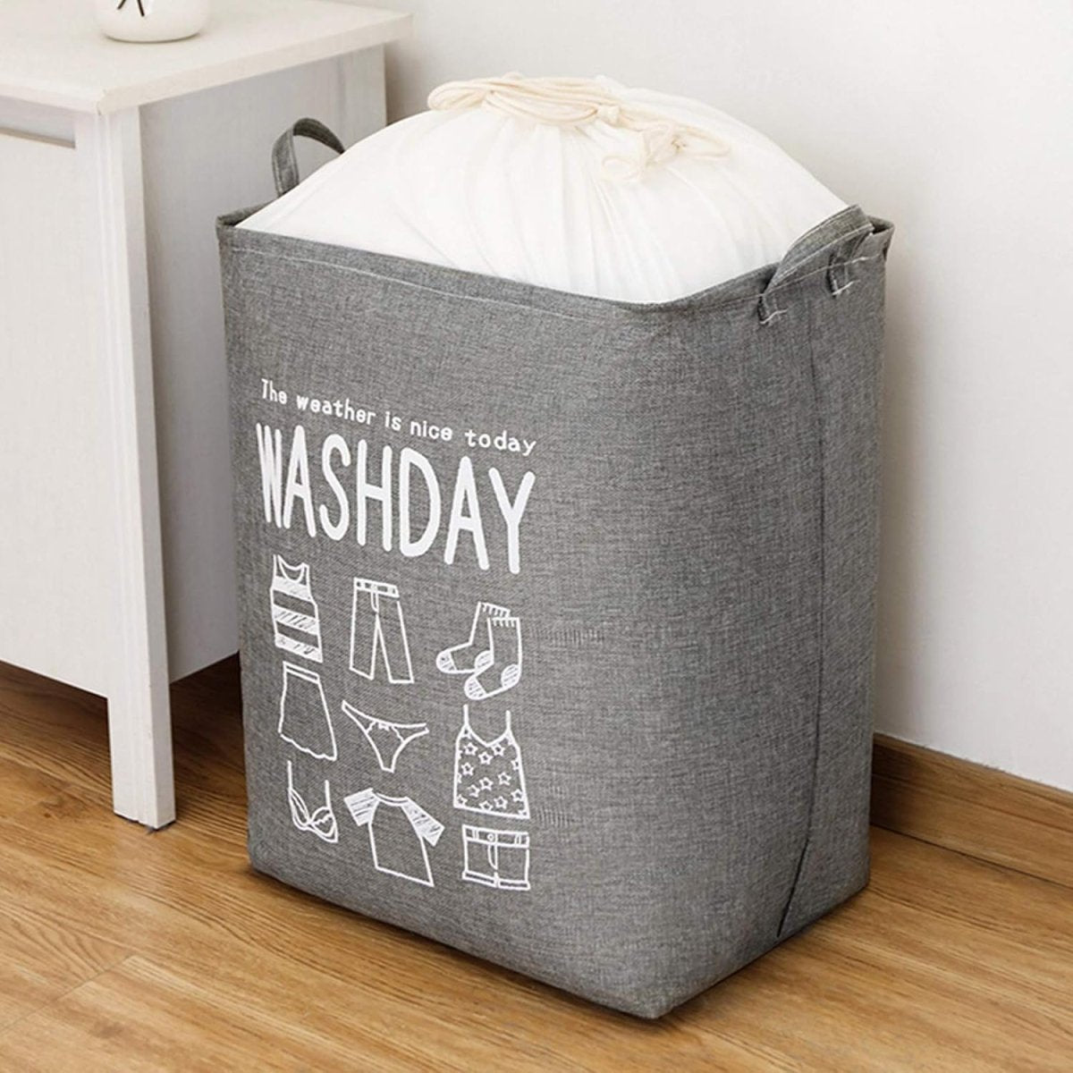 100L Square Storage Laundry Basket Printed Laundry Bag - #Royalkart#blue leaf laundry bag