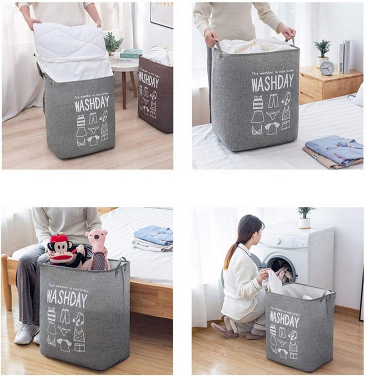 100L Square Storage Laundry Basket Printed Laundry Bag - #Royalkart#blue leaf laundry bag