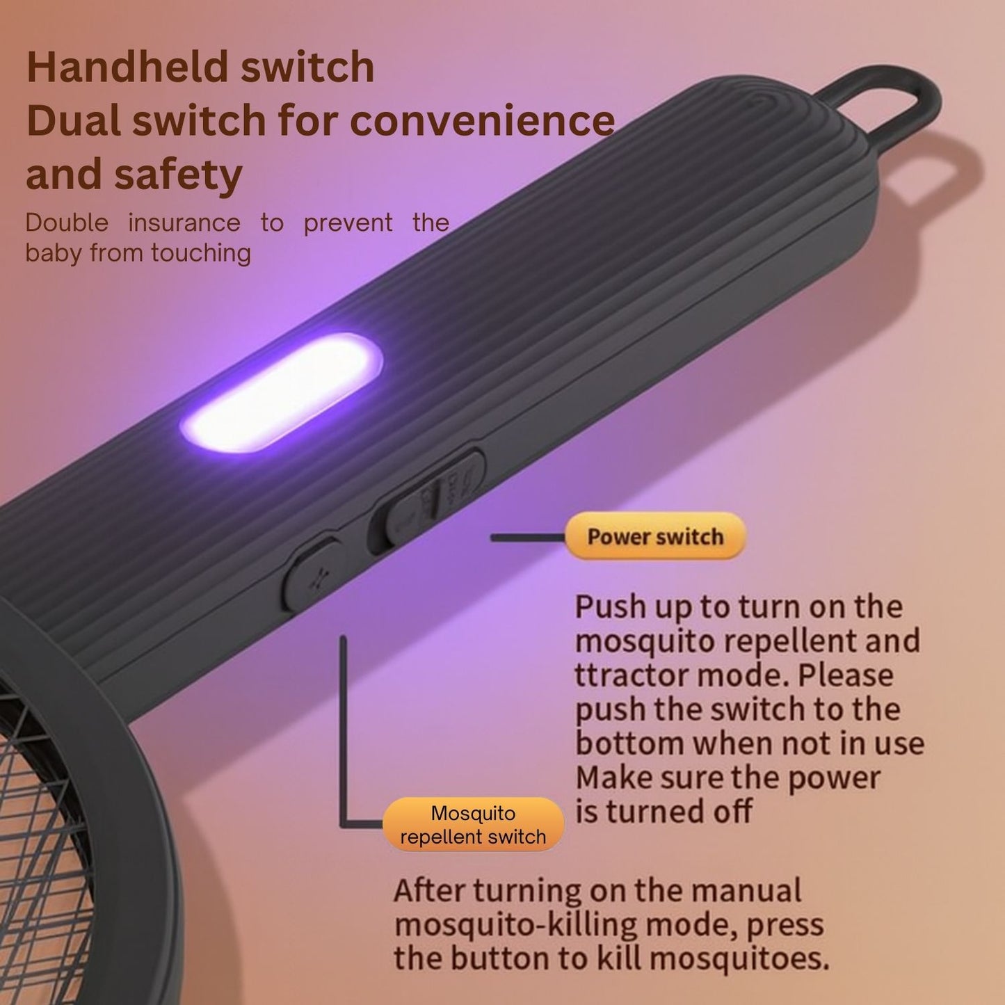 Electric Mosquito Fly Swatter with UV Night Lamp