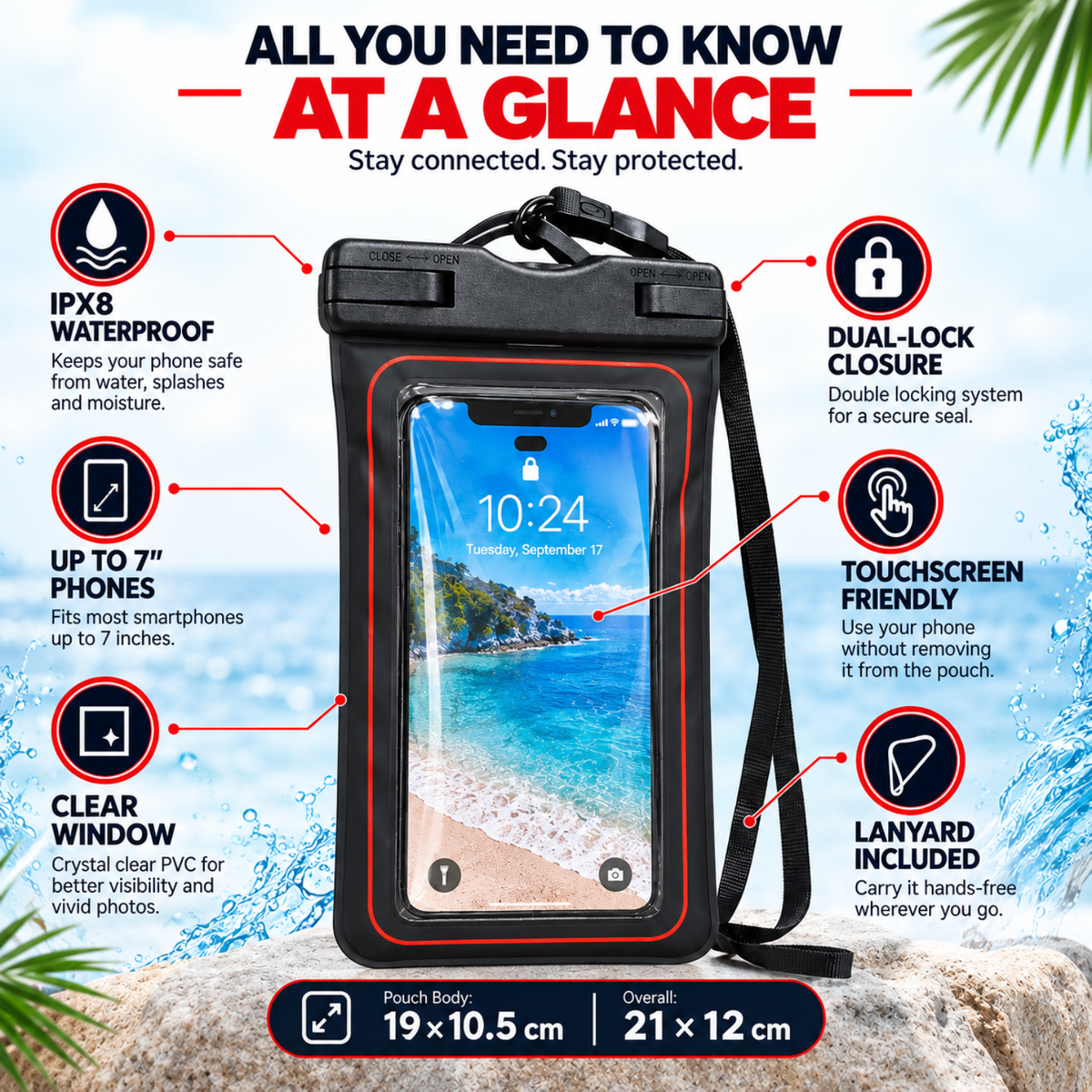 Kallisto Waterproof Phone Pouch (Black)