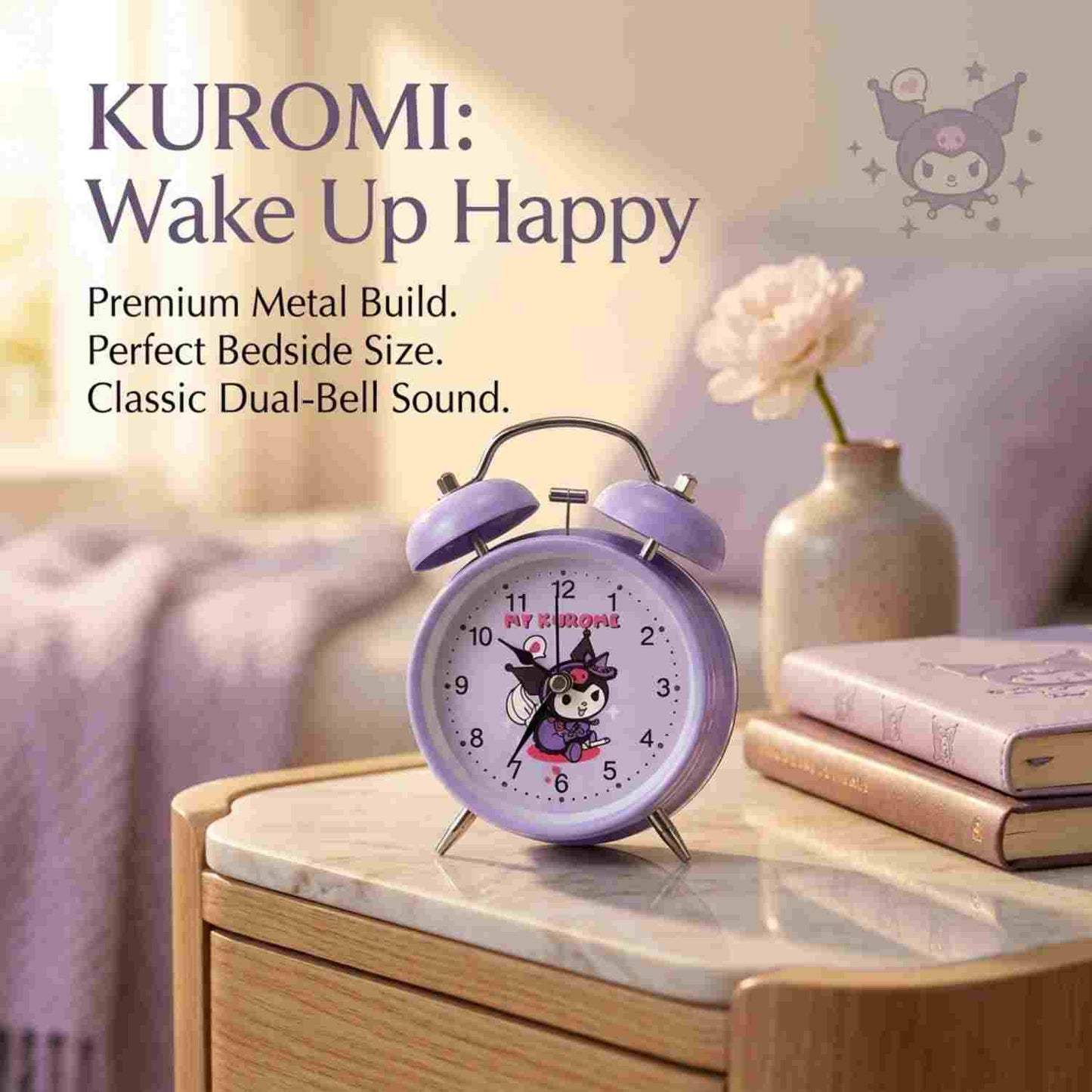 My Kuromi Cute Twin Bell Alarm Clock