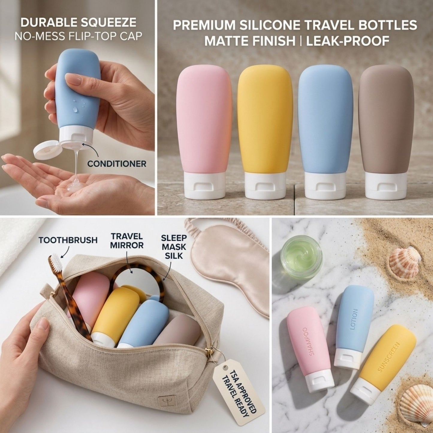 Toiletry Travel Squeeze Bottle Set (Multicolour)