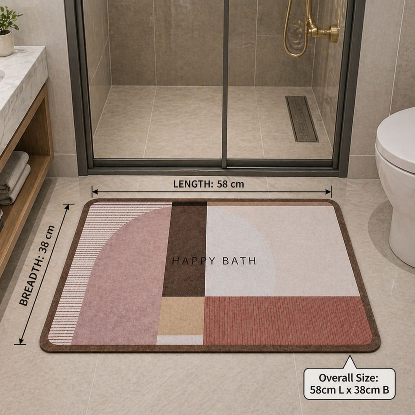 Multicolour Happy Bath Mat